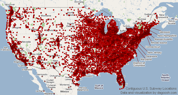 Subway Locations in US